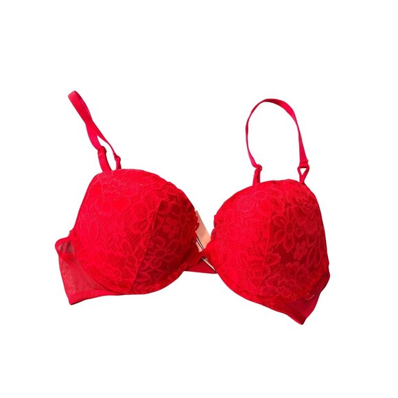 Victorias Secret 34C Red Lace Push-Up Bra Cocquette - Picture 1 of 9